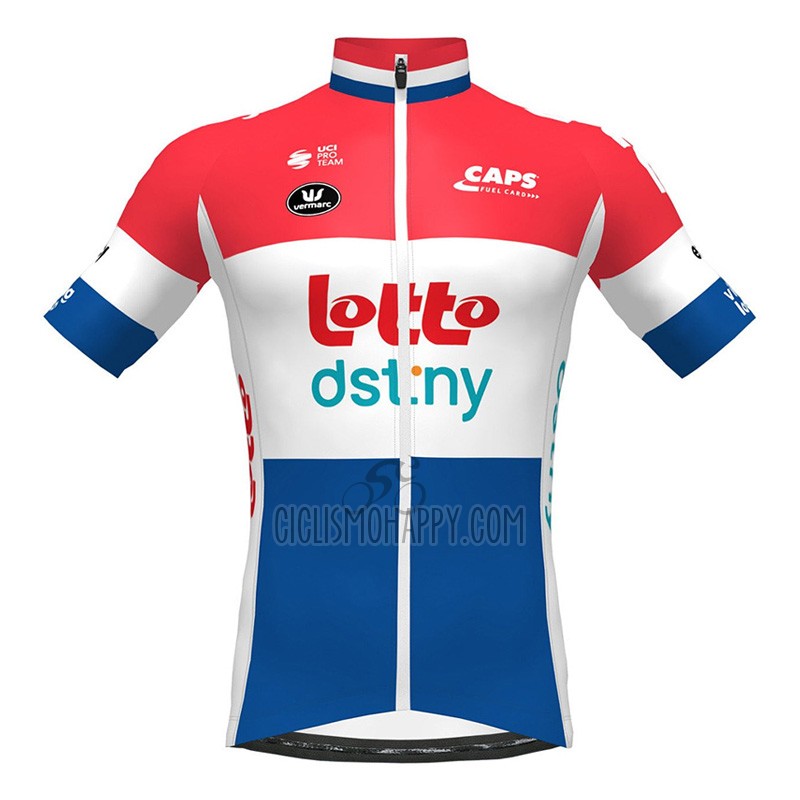 Lotto Dstny Cycling Jersey Bib Short 2023 Short Sleeve Red White